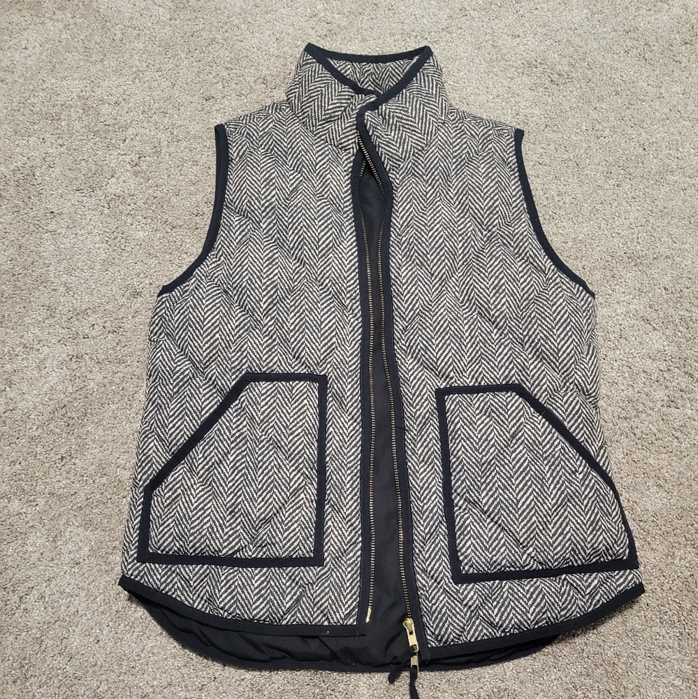 J.Crew Herringbone Quilted Vest - Black and White